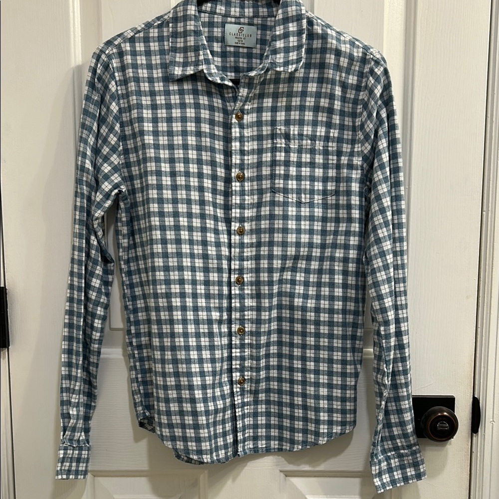 Class Club Blue and White Gingham Button Down Shirt